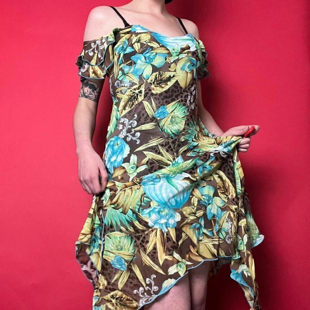 Cartise /Vintage peacock coloured fairy dress